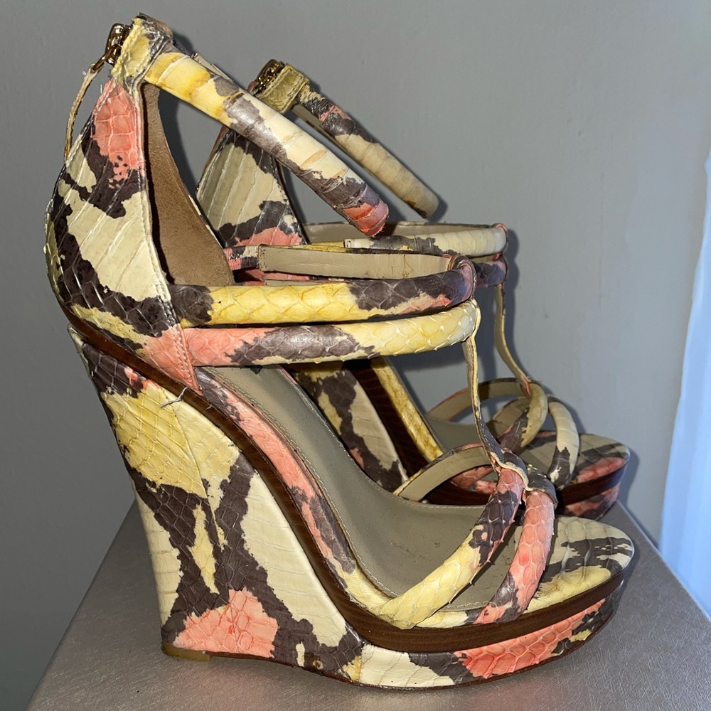 Rachel Zoe Katia Snakeskin Wedge Sandal 10